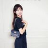 6930a39f6e68136f4d9abddc DIOR Top-Quality Genuine Leather Blue Oblique Print 30 Montaigne Avenue East-West Chain Handbag