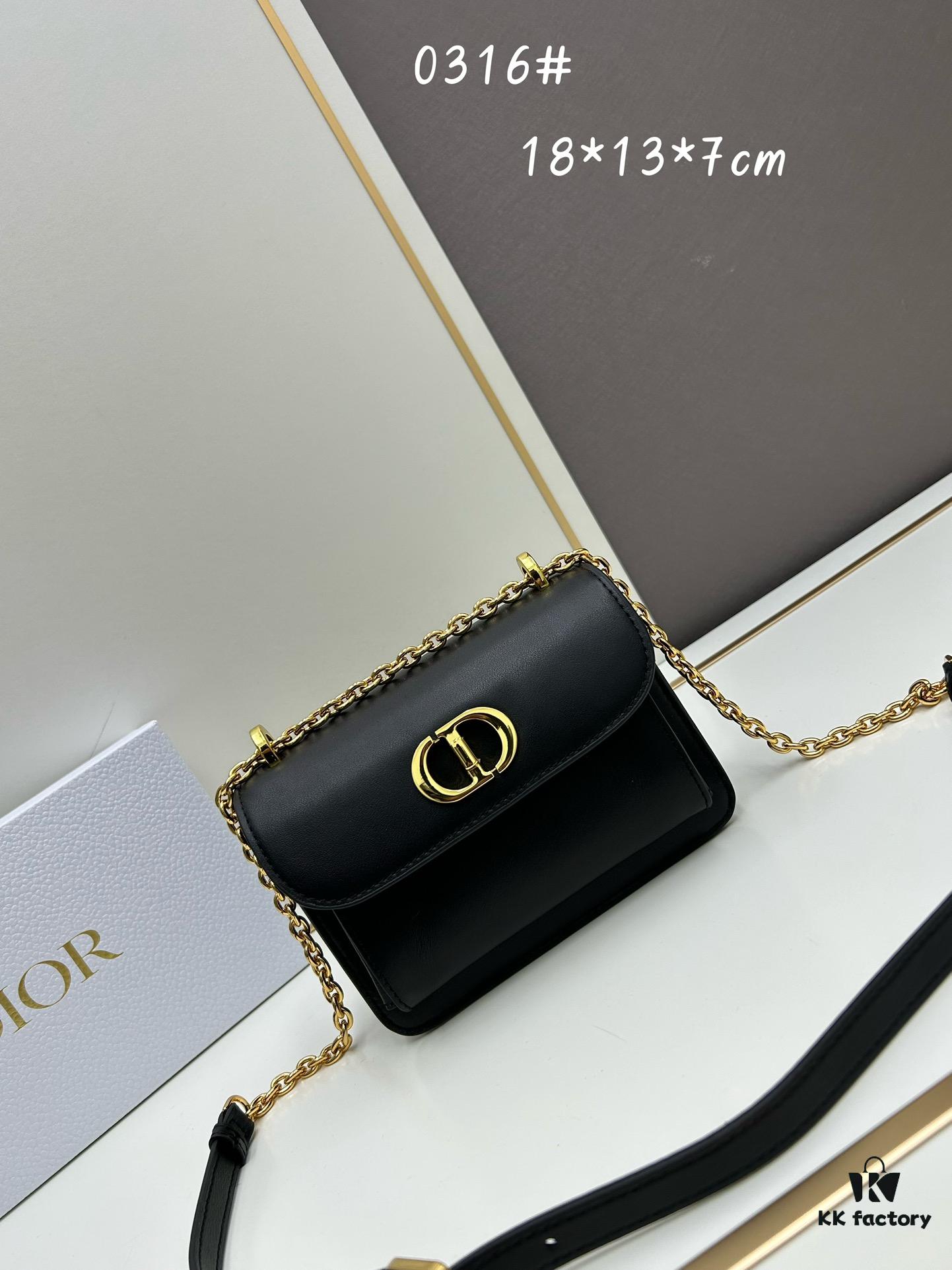 6930a3a16e68136f4d9abde2 DIOR Top-Quality Genuine Leather Blue Oblique Print 30 Montaigne Avenue East-West Chain Handbag