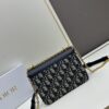 6930a3a56e68136f4d9abde7 DIOR 30 Montaigne Avenue East-West Chain Handbag in Blue Oblique Canvas with Leather Trim