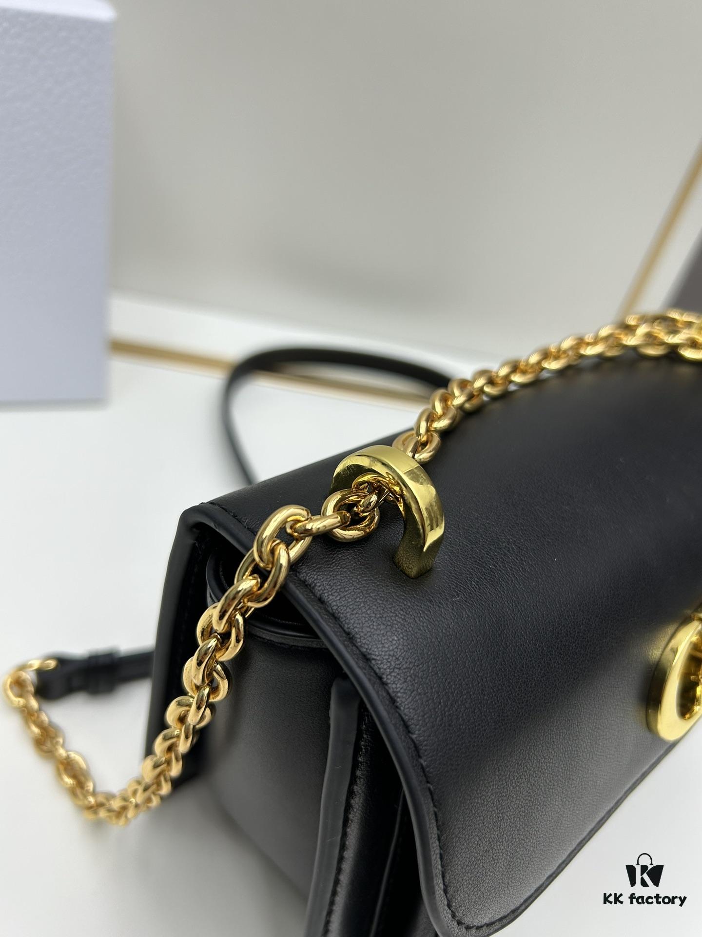 DIOR Top-Quality Genuine Leather Blue Oblique Print 30 Montaigne Avenue East-West Chain Handbag