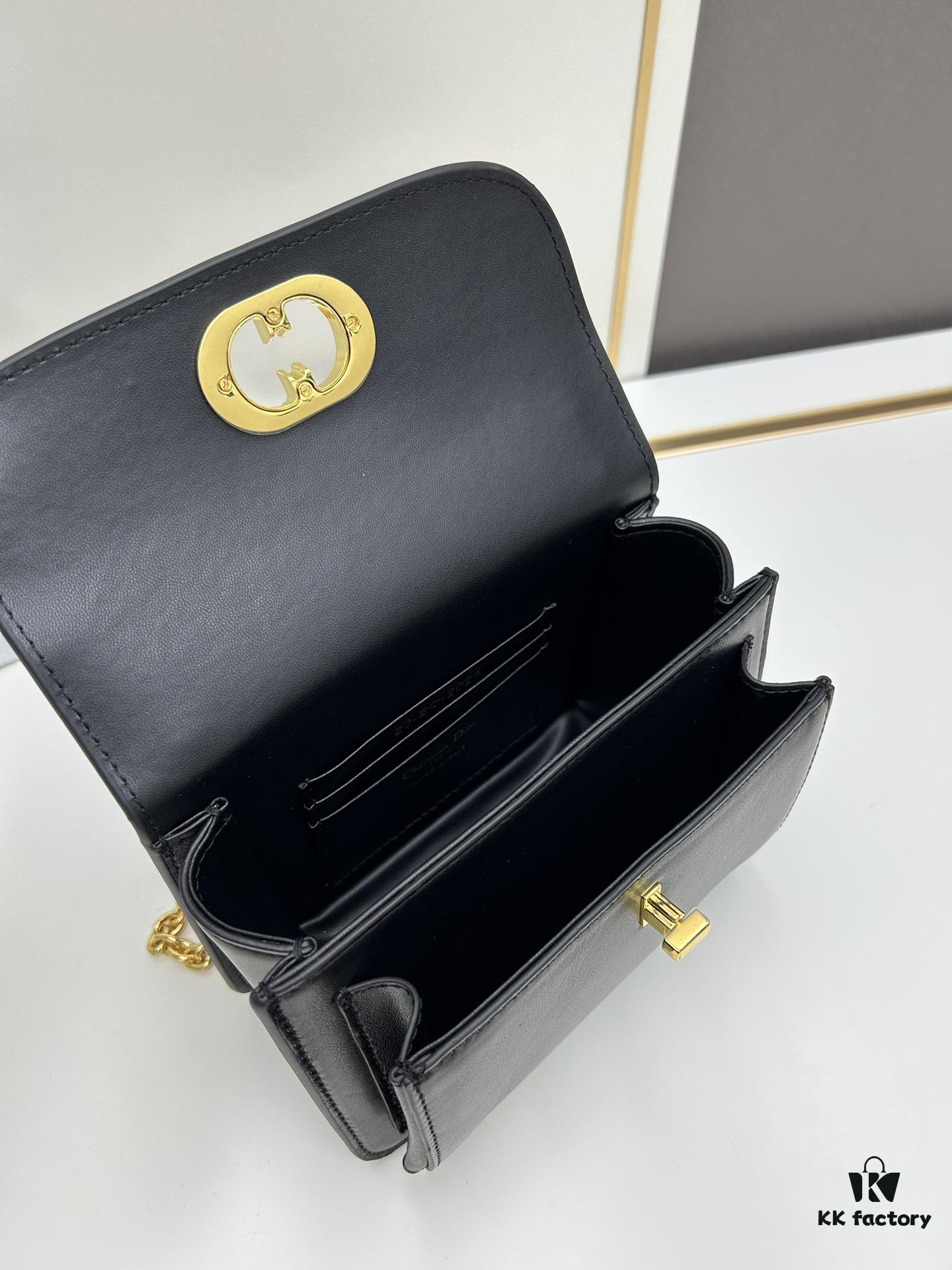 DIOR Top-Quality Genuine Leather Blue Oblique Print 30 Montaigne Avenue East-West Chain Handbag
