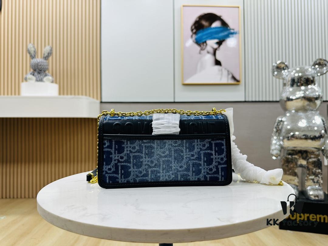 6930a41b6e68136f4d9abed8 30 Montaigne East-West Chain Bag in Blue Denim Dior Oblique Jacquard
