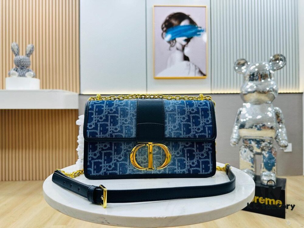 6930a4236e68136f4d9abee6 Dior 30 Montaigne Inspired Bag - Denim Blue