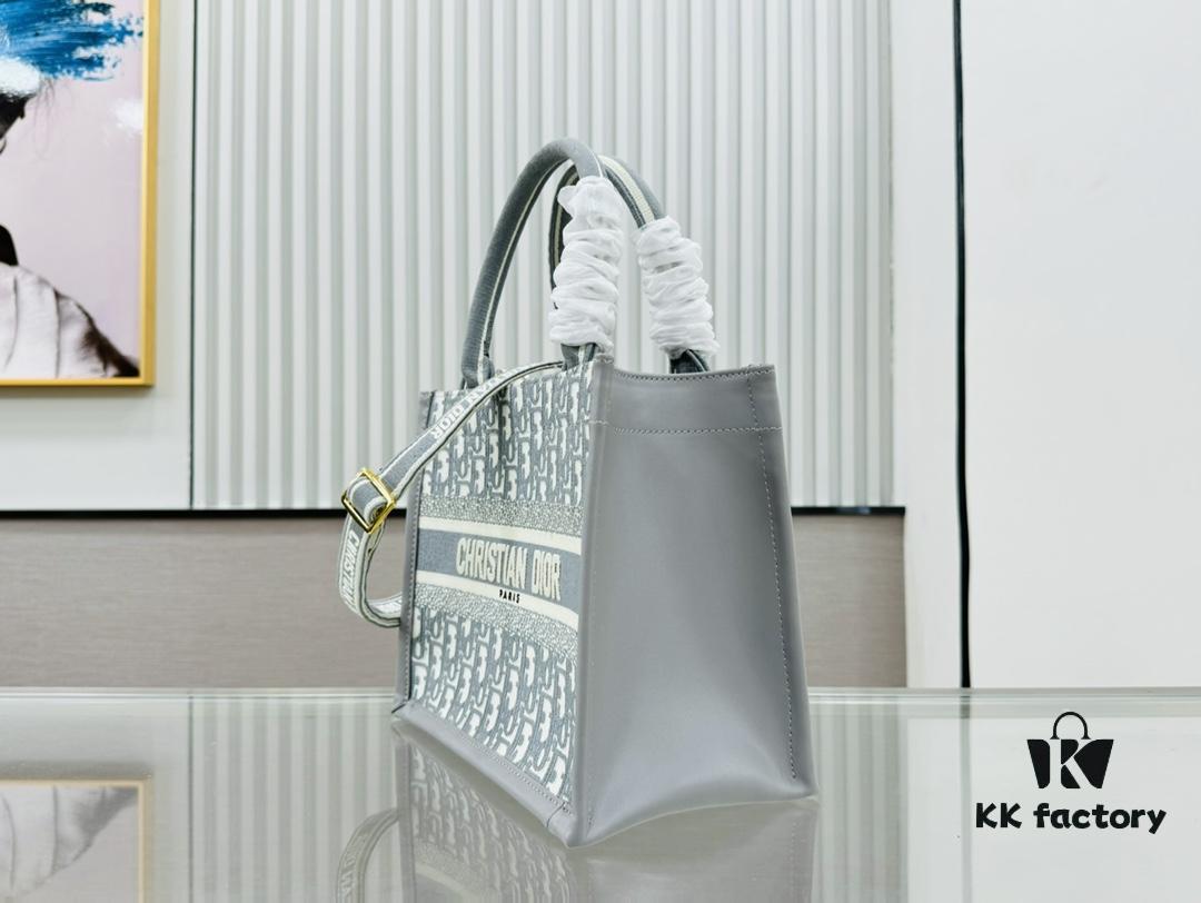 6930a4346e68136f4d9abf13 Gray D Leather Trim Small DIOR Book Tote 24 Early Spring New Arrival