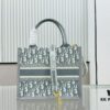 6930a4356e68136f4d9abf14 Gray D Leather Trim Small DIOR Book Tote 24 Early Spring New Arrival