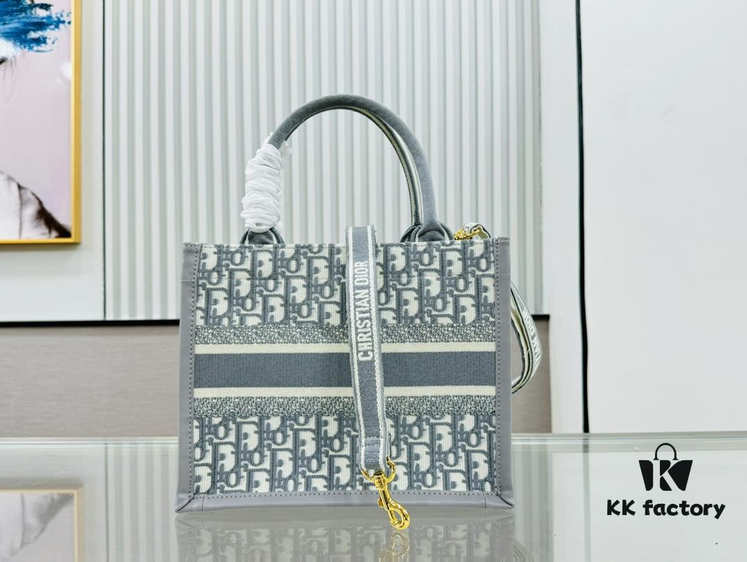 6930a4356e68136f4d9abf14 Gray D Leather Trim Small DIOR Book Tote 24 Early Spring New Arrival