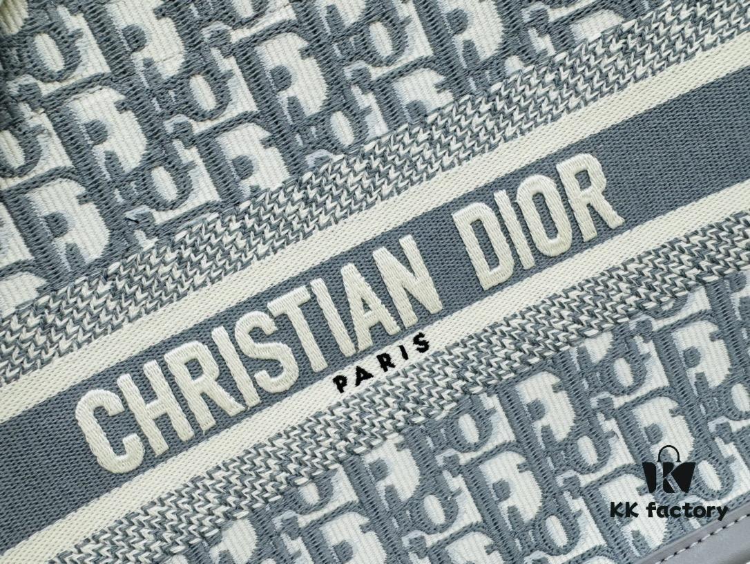 6930a4366e68136f4d9abf15 Gray D Leather Trim Small DIOR Book Tote 24 Early Spring New Arrival