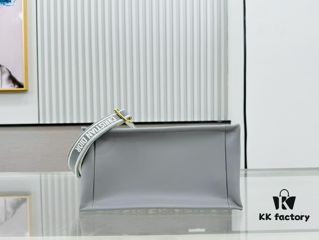 6930a4376e68136f4d9abf16 Gray D Leather Trim Small DIOR Book Tote 24 Early Spring New Arrival