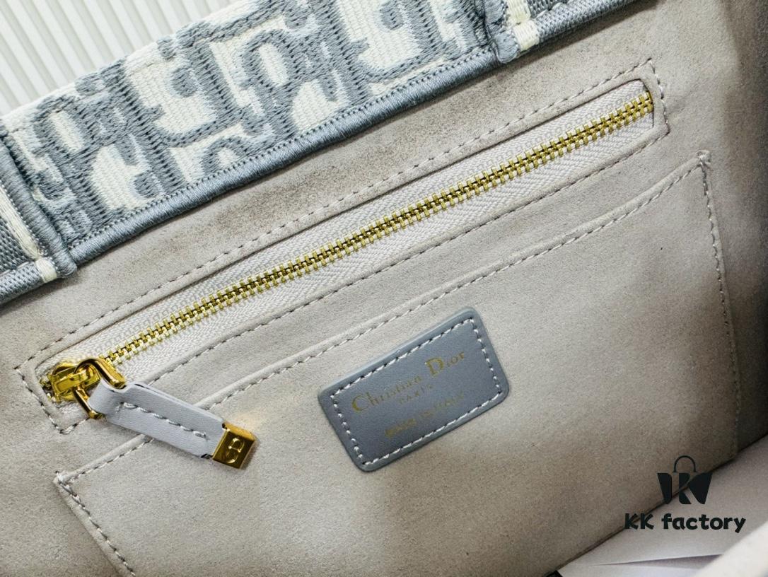 6930a4386e68136f4d9abf19 Gray D Leather Trim Small DIOR Book Tote 24 Early Spring New Arrival
