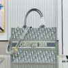 Gray Dior Book Tote II Medium Size with Leather Trim