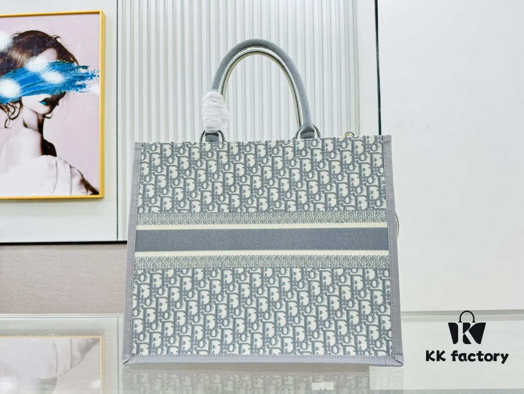 6930a43d6e68136f4d9abf26 Gray D Leather Trim Large Tote Bag DIOR Book Tote24 Spring Collection