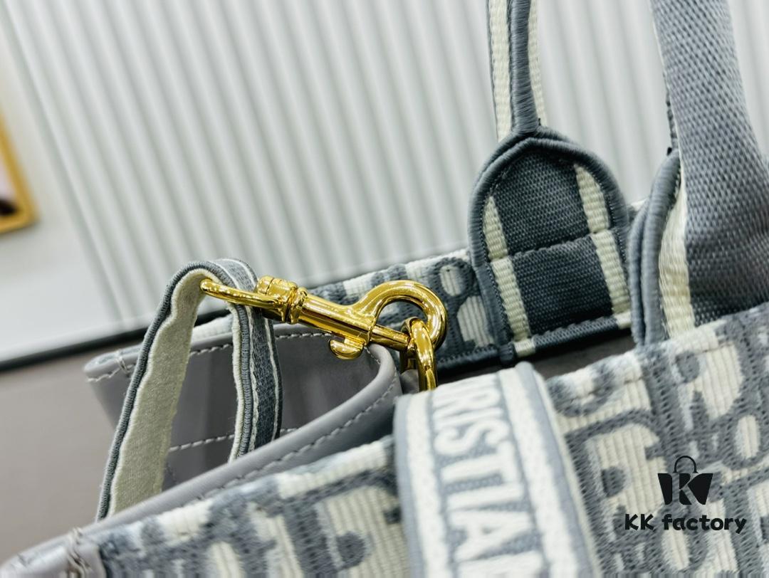 6930a43d6e68136f4d9abf28 Gray D Leather Trim Large Tote Bag DIOR Book Tote24 Spring Collection