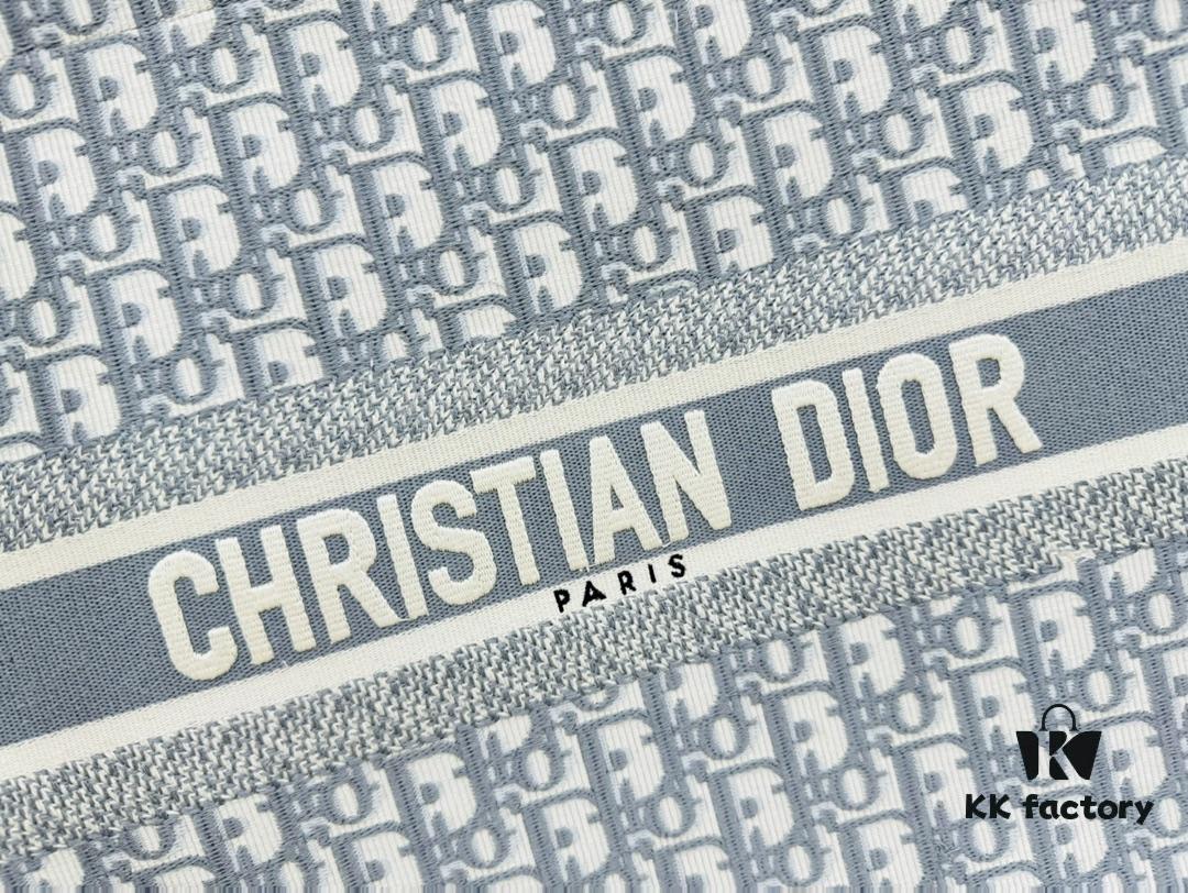 6930a43f6e68136f4d9abf2b Gray D Leather Trim Large Tote Bag DIOR Book Tote24 Spring Collection