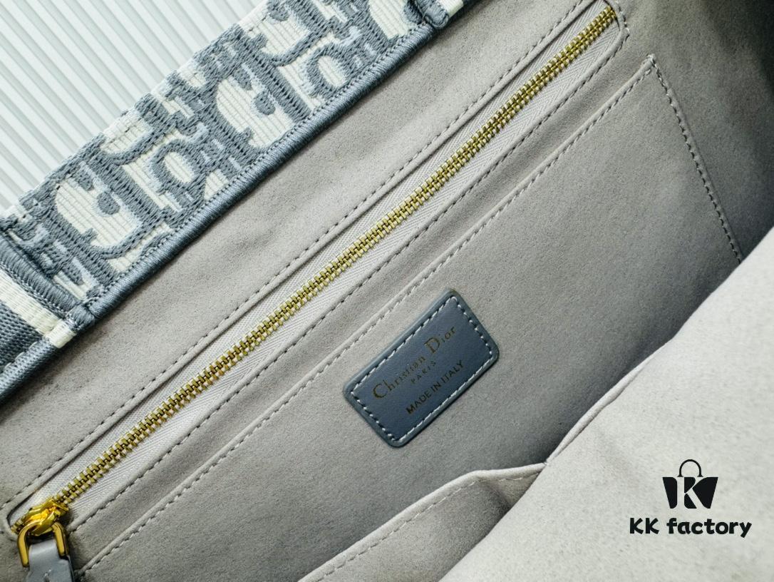 6930a43f6e68136f4d9abf2c Gray D Leather Trim Large Tote Bag DIOR Book Tote24 Spring Collection