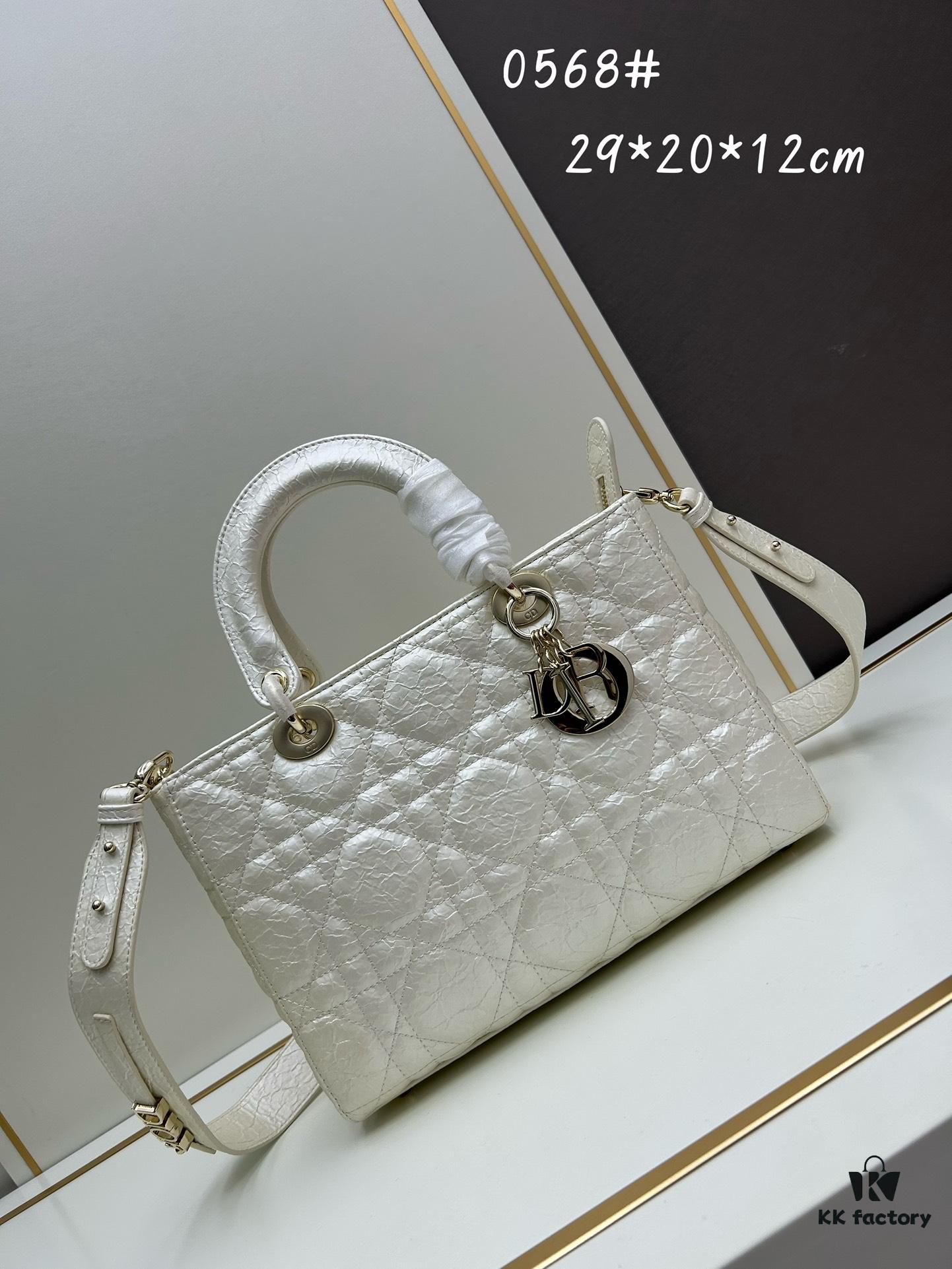 Large 29cm Dior D-Dream Crossbody Bag in Black Textured Calfskin [Landscape]