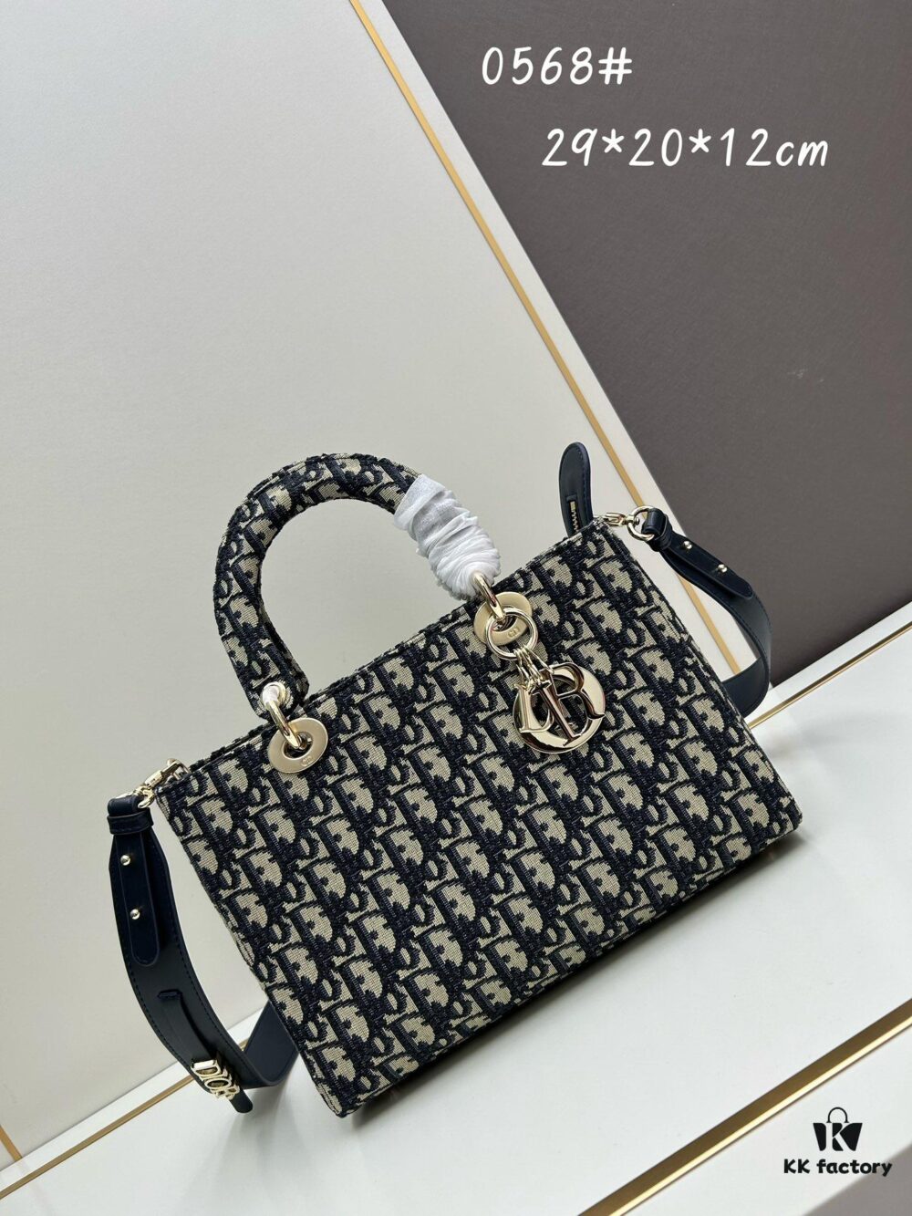 Large 29cm Dior Dior Caro Bag in Black Wrinkled Calfskin [Horizontal Style]