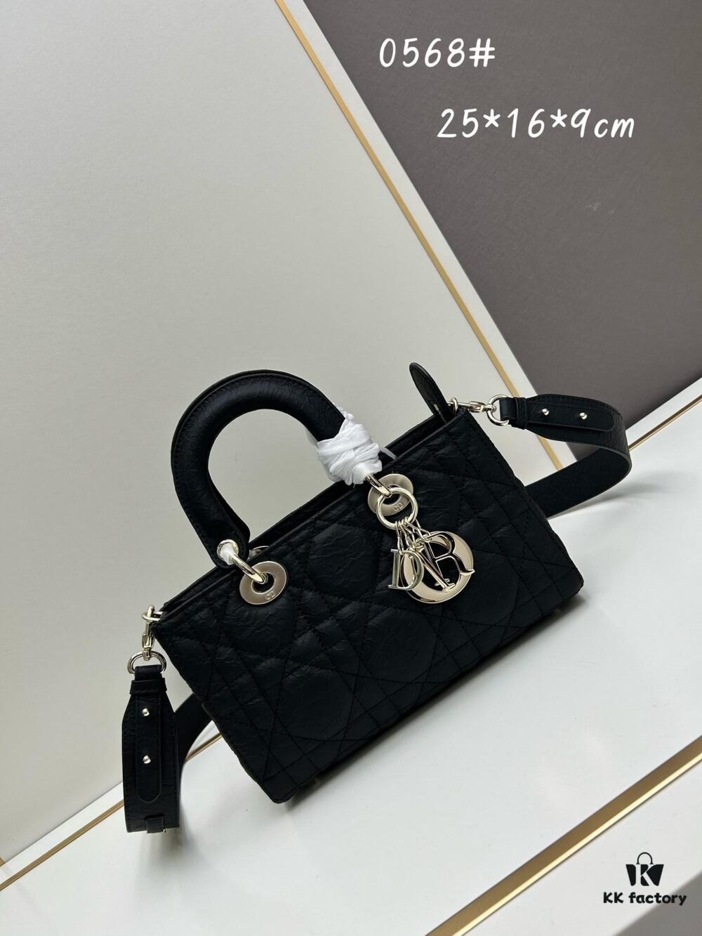6930a4726e68136f4d9abf8d Dior Lady D-Lite Small Crossbody Bag in Black Quilted Calfskin with Cannage Stitching