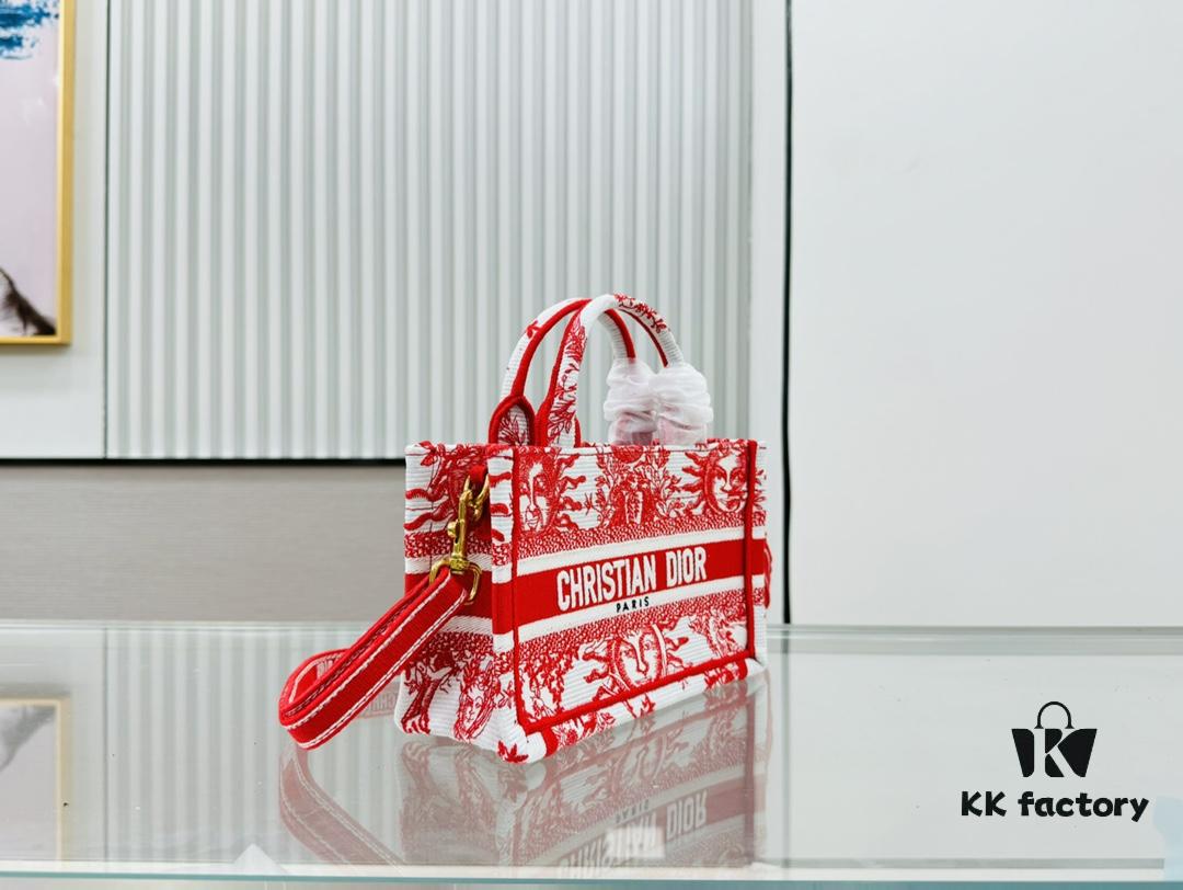 6930a49b6e68136f4d9abfd5 Dior Book Tote24 Mini with Adjustable Strap, Red Sun Head Design