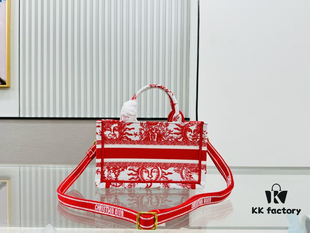 6930a49c6e68136f4d9abfd9 Dior Book Tote24 Mini with Adjustable Strap, Red Sun Head Design