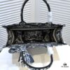 6930a50a6e68136f4d9ac099 Dior Small Shopping Bag with Silk Scarf, Bound Edges, Model No. 8034, 36*27*16cm, Imported Fabric, Limited Edition, Celebrity Style