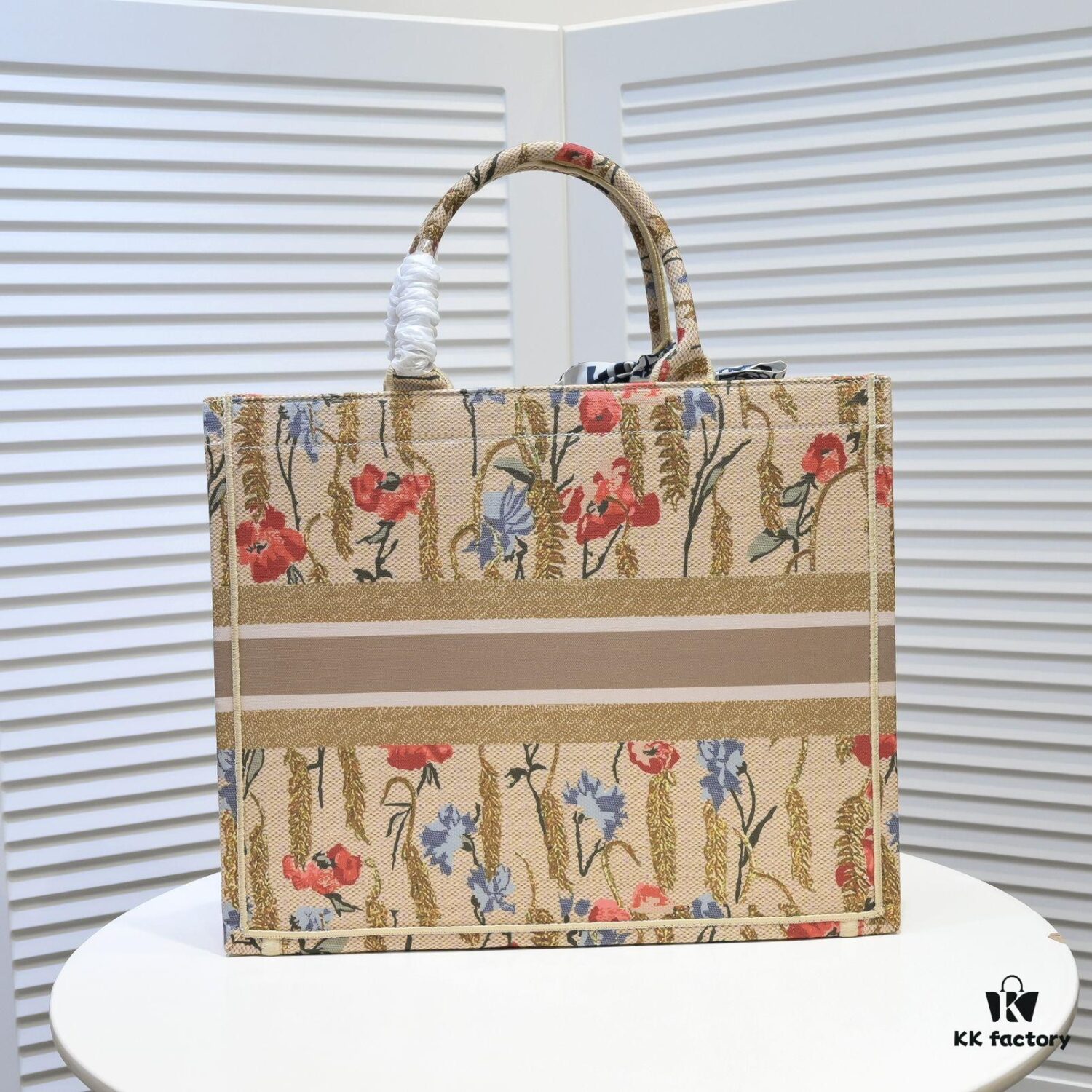 6930a5236e68136f4d9ac0c0 Large Dior Shopping Bag with Embroidery and Stitched Edging - Includes Silk Scarf, Limited Edition, Celebrity Style