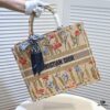 6930a5256e68136f4d9ac0c2 Large Dior Shopping Bag with Embroidery and Stitched Edging - Includes Silk Scarf, Limited Edition, Celebrity Style