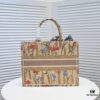 Dior Small Shopping Bag with Silk Scarf, Lockstitch, Counter New Arrival, Limited Edition, Celebrity Style, Imported Fabric, High-End Quality