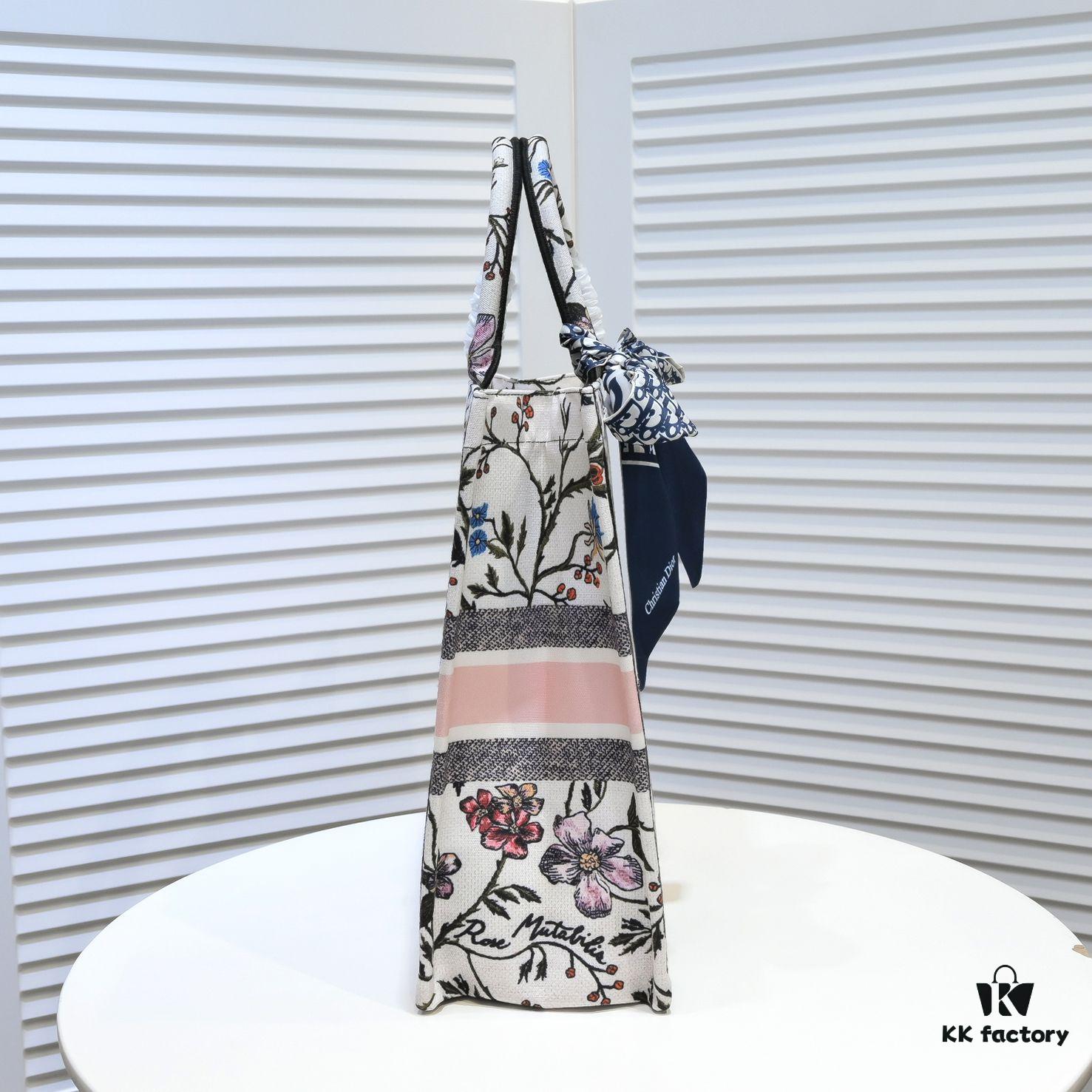6930a5386e68136f4d9ac0e3 Large Size Dior Shopping Tote with Scarf, Embroidered Edging, Limited Edition, Celebrity Style, High-Quality Imported Fabric