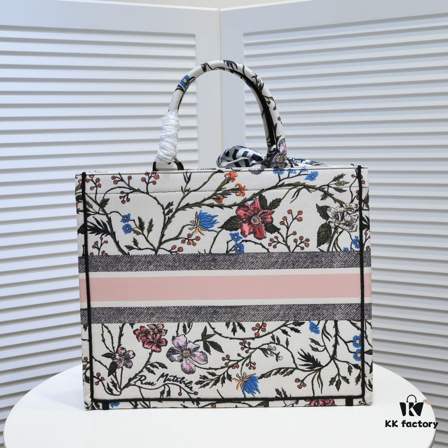 6930a5396e68136f4d9ac0e5 Large Size Dior Shopping Tote with Scarf, Embroidered Edging, Limited Edition, Celebrity Style, High-Quality Imported Fabric