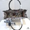 Dior Small Shopping Bag with Silk Scarf, Bound Edges, New Arrival from Dior Counter, Limited Edition, Celebrity Style, High-End Quality, Imported Fabric