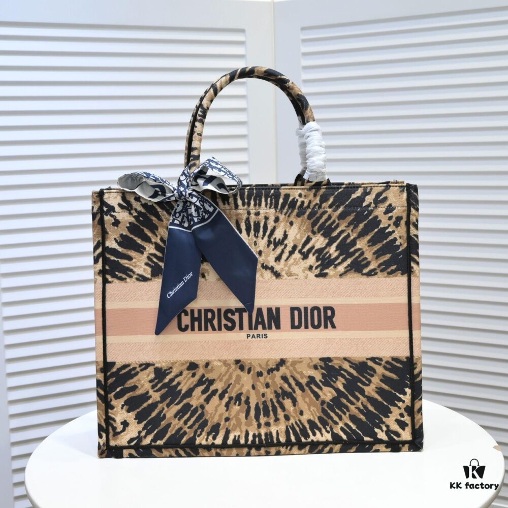 6930a5426e68136f4d9ac0f6 Large Dior Shopping Tote with Silk Scarf, Embroidered Edging, Limited Edition, Celebrity Style, High-End Quality, Imported Fabric
