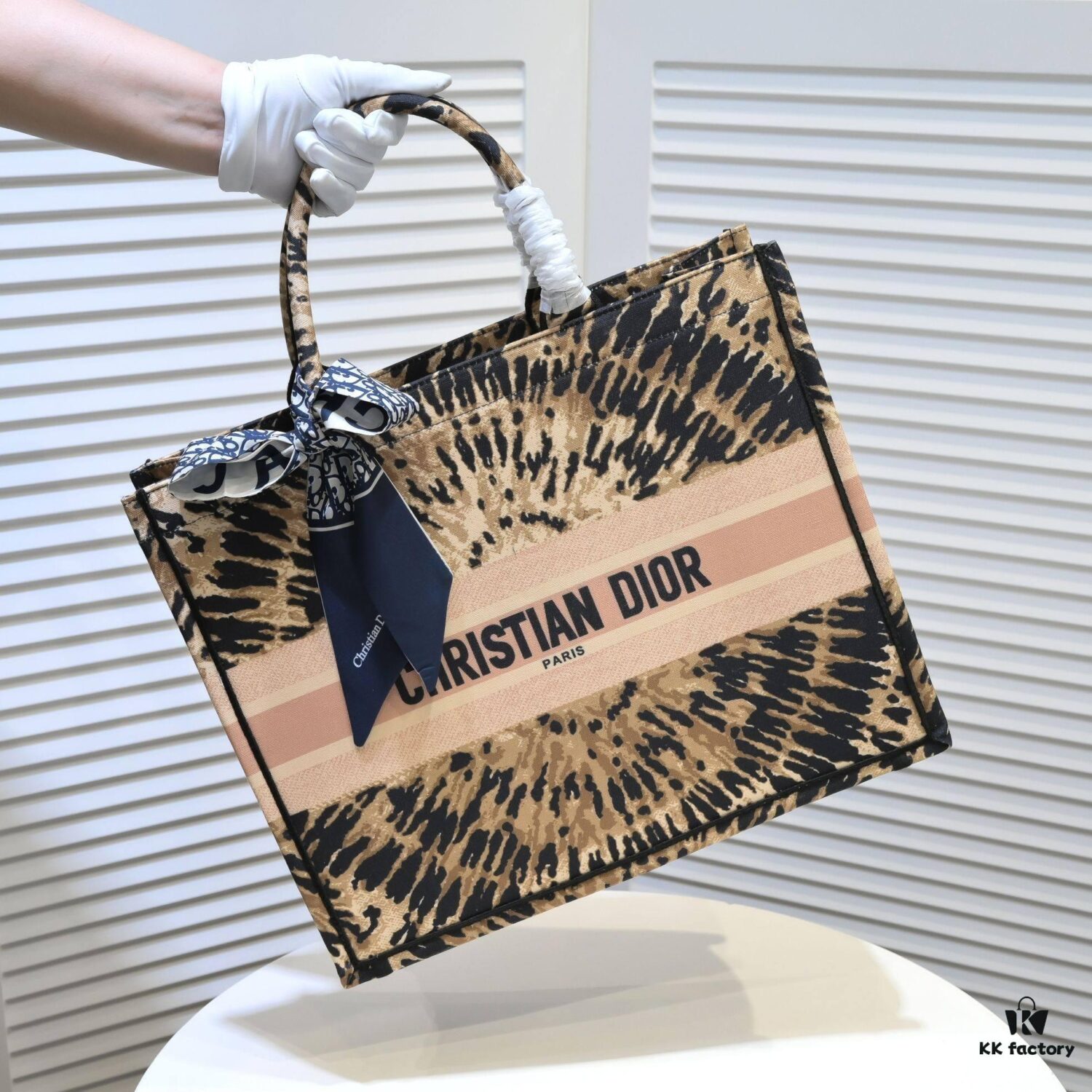 6930a5436e68136f4d9ac0f7 Large Dior Shopping Tote with Silk Scarf, Embroidered Edging, Limited Edition, Celebrity Style, High-End Quality, Imported Fabric