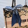 Dior Small Shopping Bag with Silk Scarf, Hemmed, New Arrival at Dior Counter, Limited Edition Worn by Celebrities, Stylish and Premium Quality, Imported Fabric