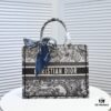 Dior Small Shopping Bag with Silk Scarf, Hemmed, Limited Edition, Celebrity Style, Imported Fabric, High-End Quality