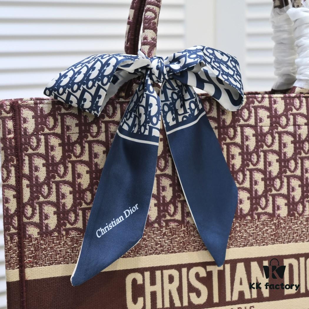 6930a59f6e68136f4d9ac198 Large Size Dior Embroidered Shopping Tote Bag with Silk Scarf, Limited Edition, Celebrity Style