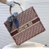 6930a59f6e68136f4d9ac199 Large Size Dior Embroidered Shopping Tote Bag with Silk Scarf, Limited Edition, Celebrity Style