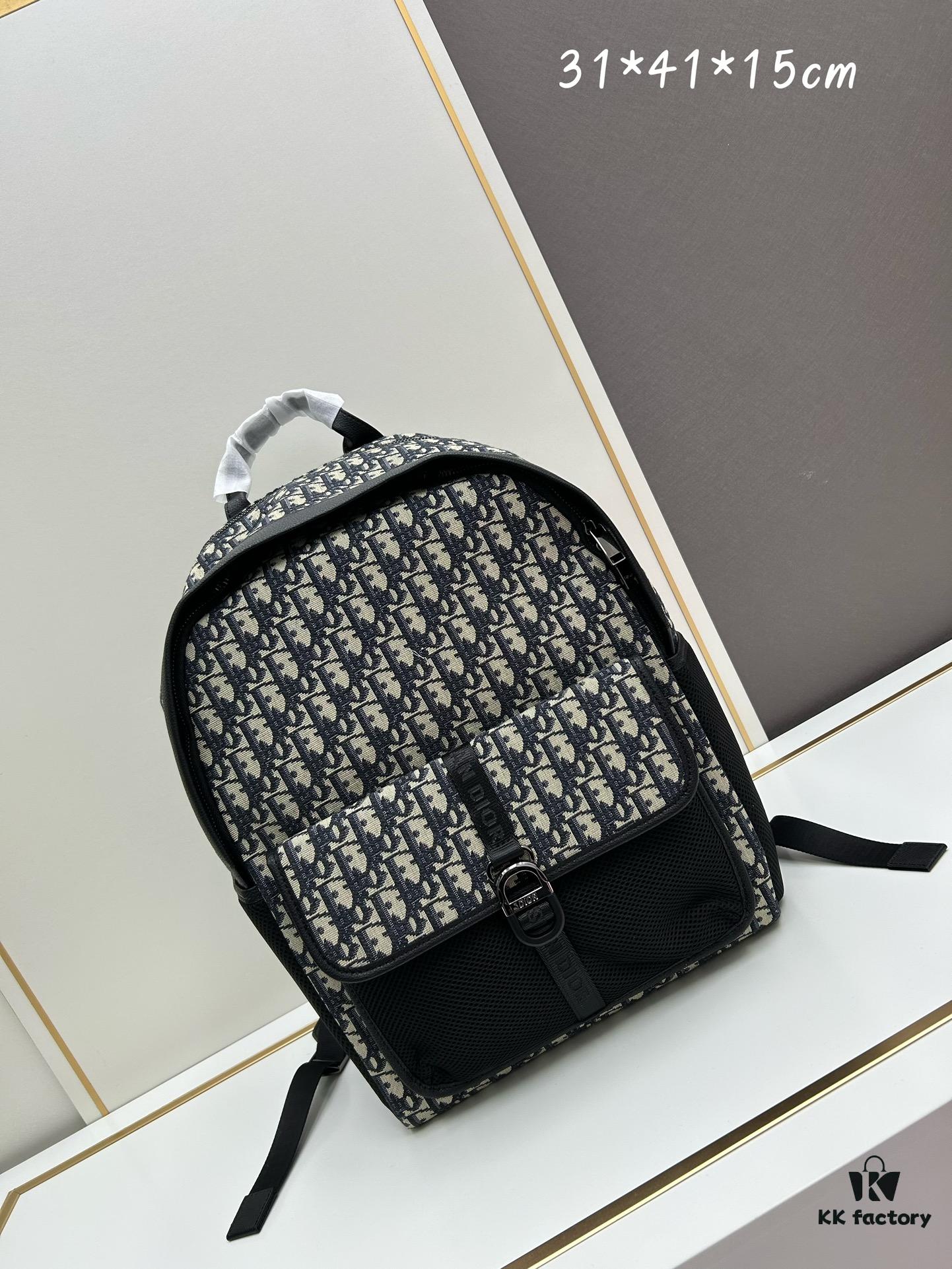6930a6176e68136f4d9ac270 Dior 8 Backpack in Beige and Black Oblique Print