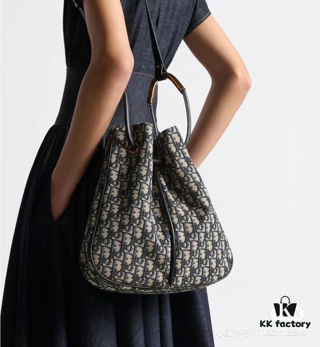 Full Leather Blue Cloth Dior Nolita Handbag from the 2024 Autumn Ready-to-Wear Collection