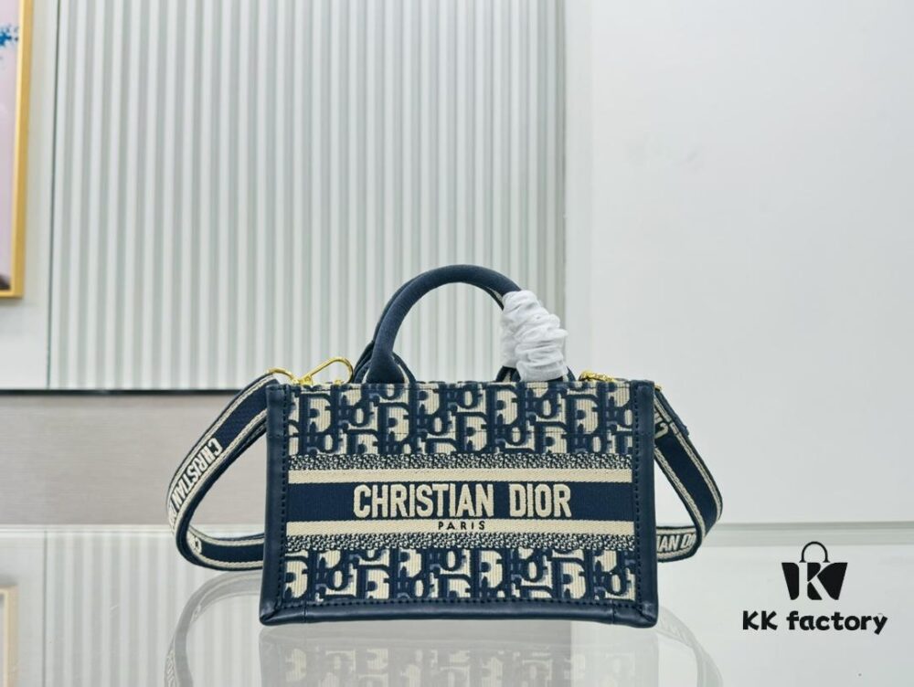 Dior Book Tote24 New Arrival Mini Size with Vintage Blue Flower Pattern