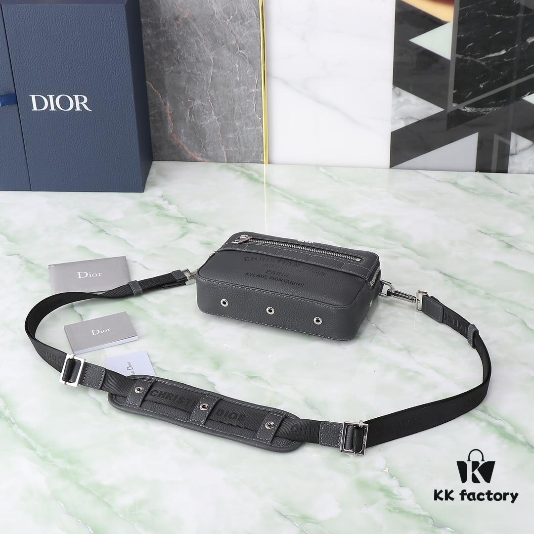 6930a6ef6e68136f4d9ac40e Authentic Dior Crossbody Bag 1SFPO206 (Gray Leather with Silkscreen Logo) - Italian Craftsmanship