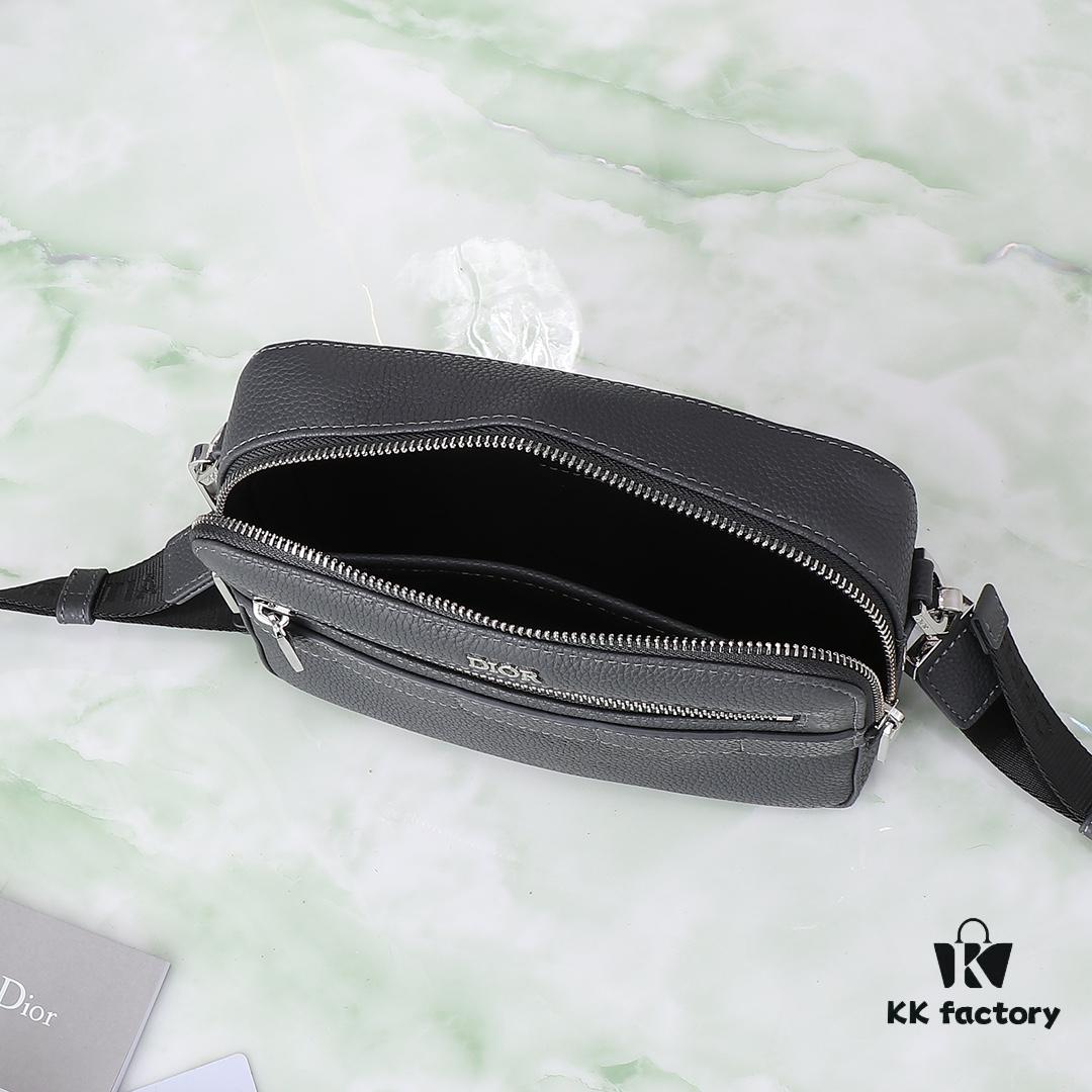 6930a6f36e68136f4d9ac412 Authentic Dior Crossbody Bag 1SFPO206 (Gray Leather with Silkscreen Logo) - Italian Craftsmanship
