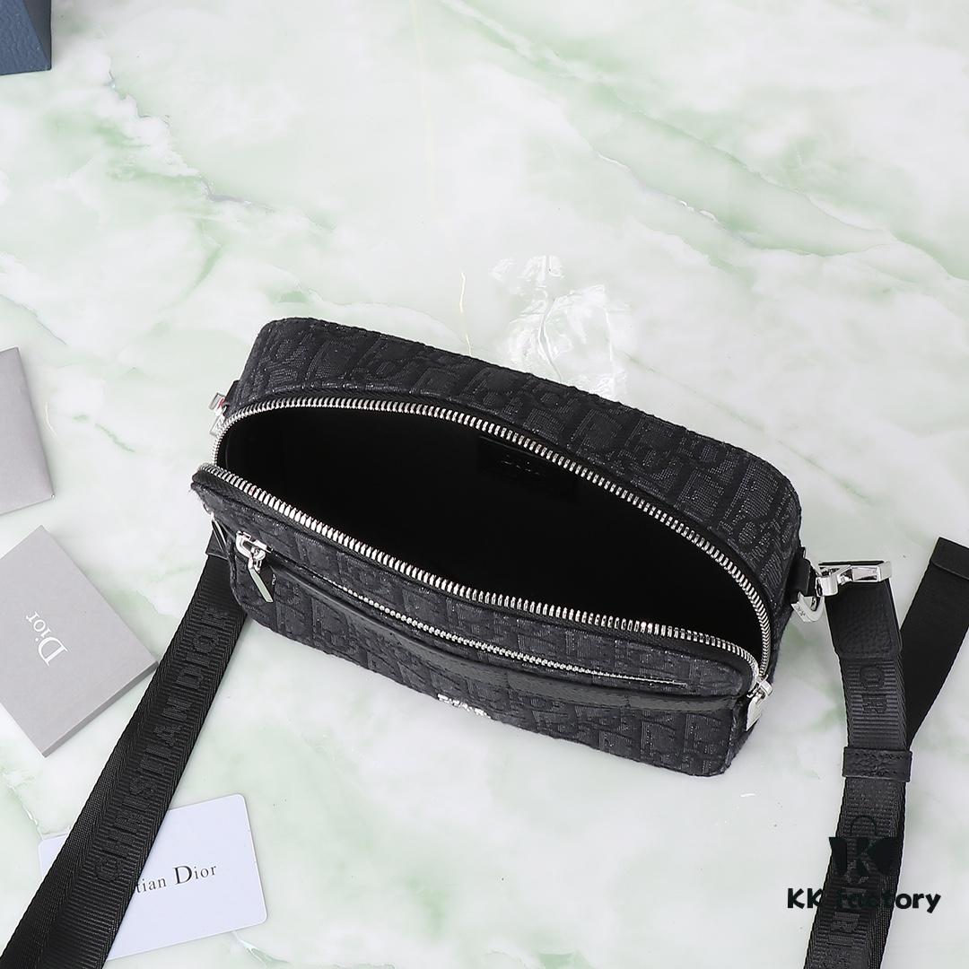6930a7066e68136f4d9ac43c Dior Homme Men's Camera Crossbody Bag Model 206VPI-H03E (Black Jacquard)