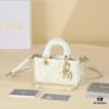 6930a7296e68136f4d9ac487 White Lambskin Cannage Pattern Lady D-Joy Bag