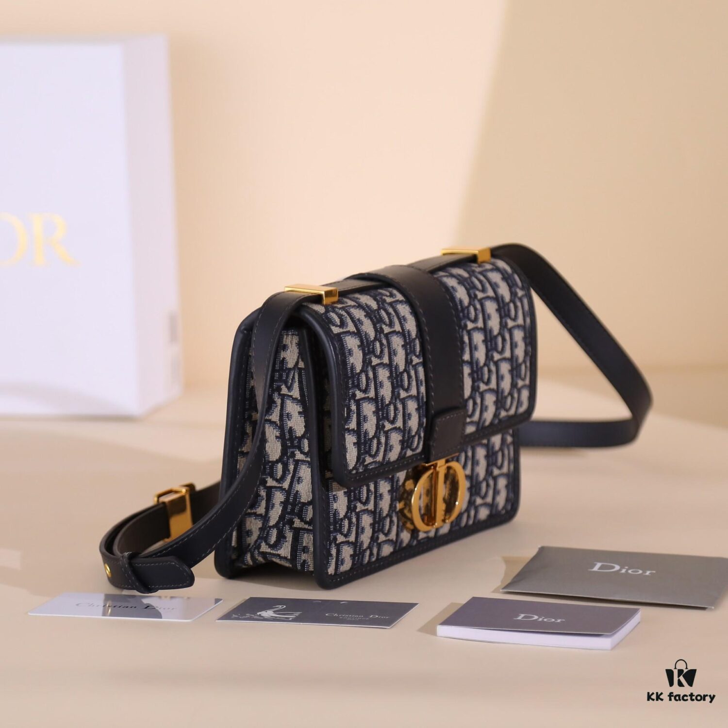 6930a7386e68136f4d9ac4a3 30 Montaigne Handbag in Blue Oblique Print Fabric