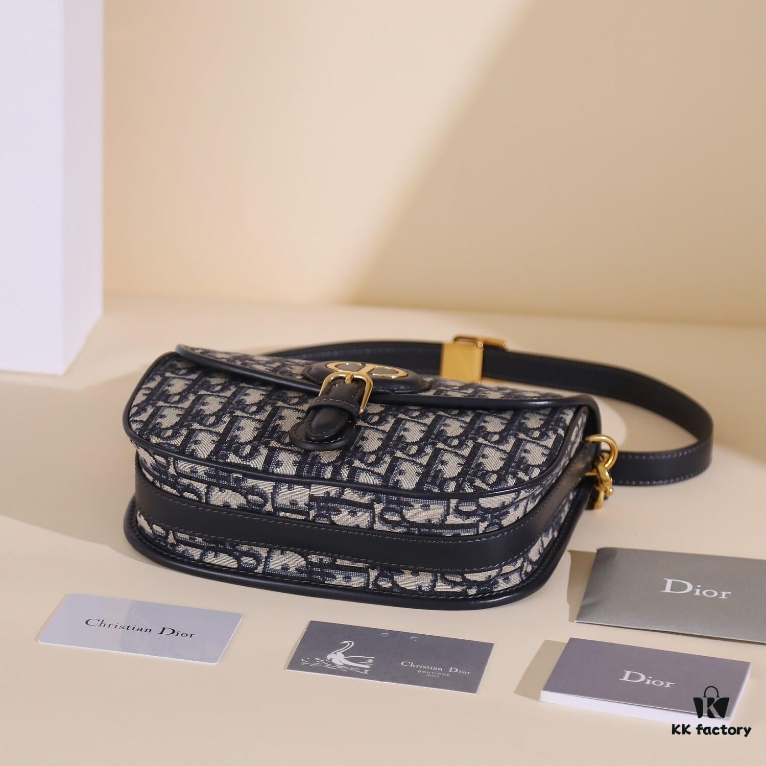 6930a7476e68136f4d9ac4c3 Dior Bobby Medium Shoulder Bag in Black Smooth Calfskin with Vintage Gold-Tone Hardware