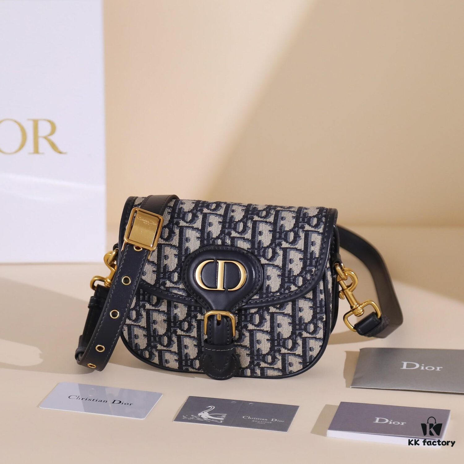 6930a74b6e68136f4d9ac4c5 Dior Bobby Medium Shoulder Bag in Black Smooth Calfskin with Vintage Gold Hardware