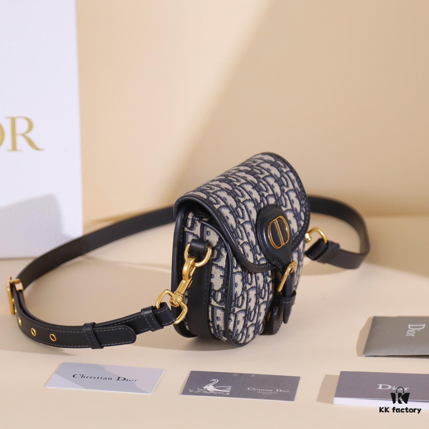 6930a74b6e68136f4d9ac4cb Dior Bobby Medium Shoulder Bag in Black Smooth Calfskin with Vintage Gold Hardware