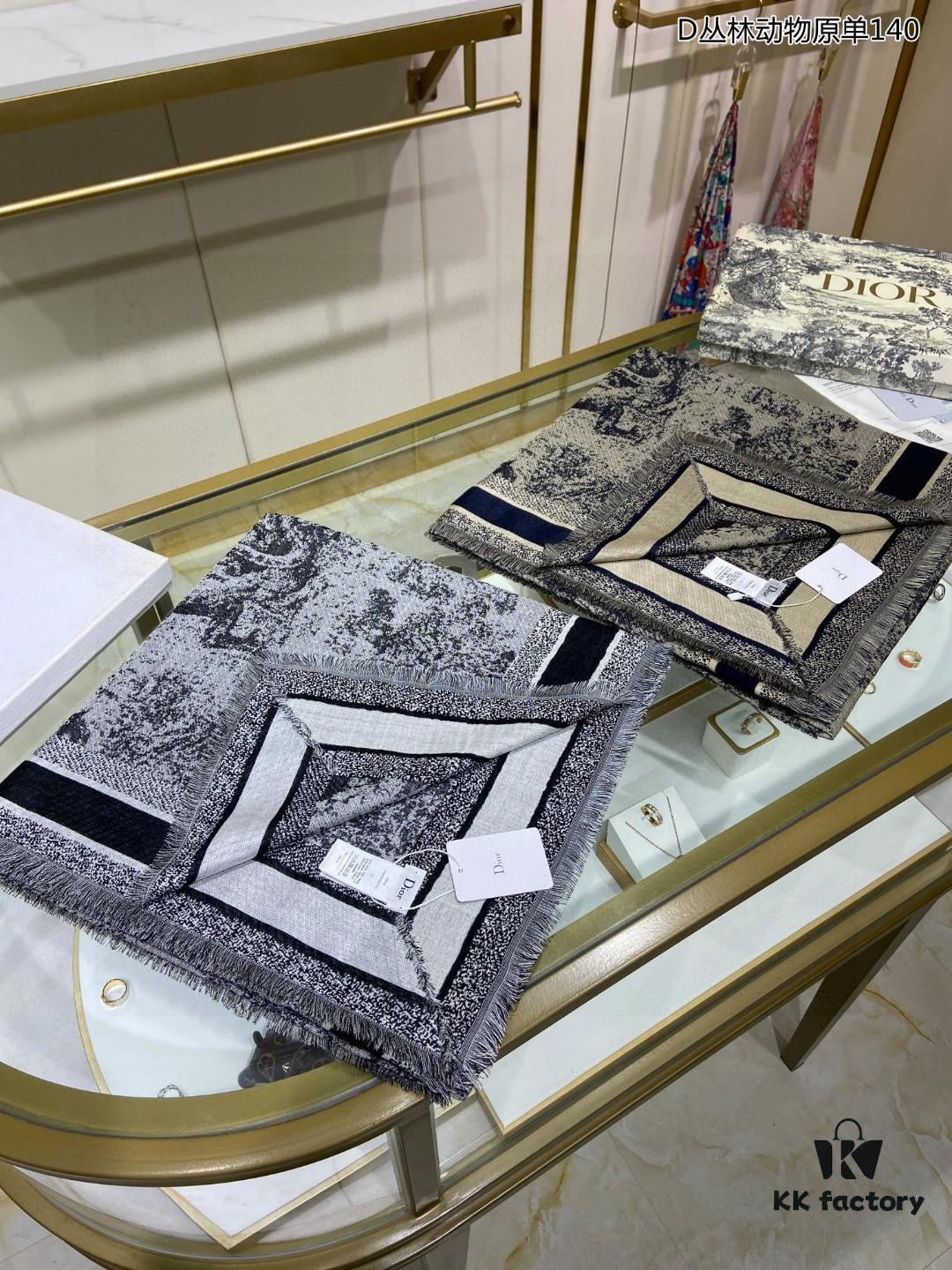 6930a7636e68136f4d9ac4f8 Hot Sale! Authentic High-End Dior Latest Collection 'D Jungle Animal' 140 Shawl - Cashmere Blend Square Scarf