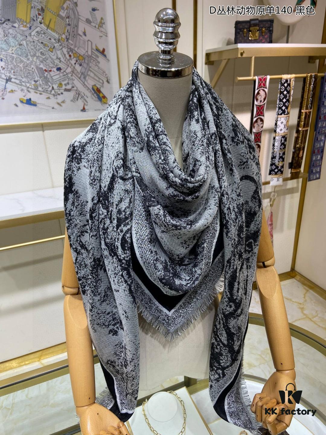 6930a7646e68136f4d9ac4f9 Hot Sale! Authentic High-End Dior Latest Collection 'D Jungle Animal' 140 Shawl - Cashmere Blend Square Scarf