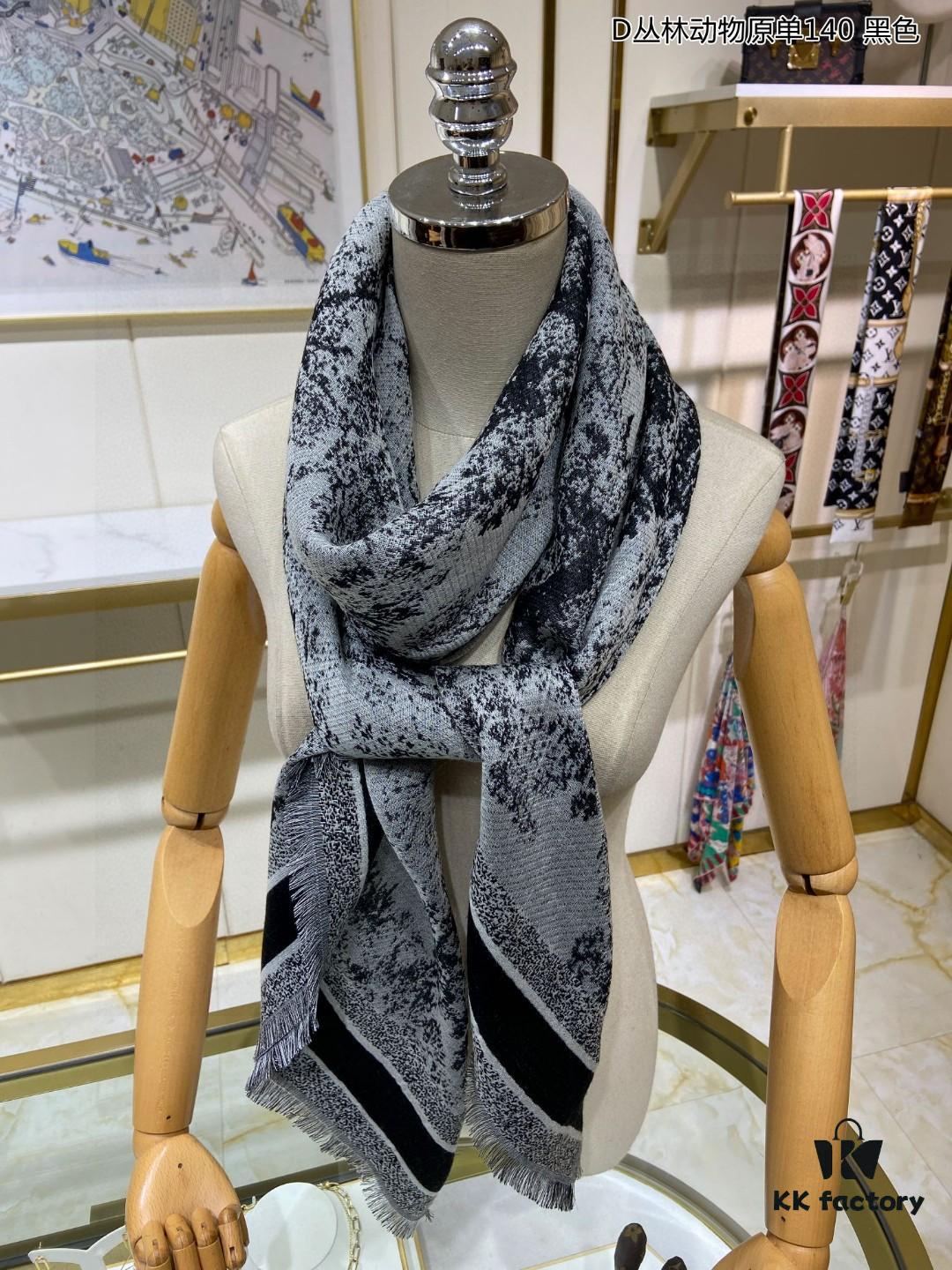 6930a7646e68136f4d9ac4fb Hot Sale! Authentic High-End Dior Latest Collection 'D Jungle Animal' 140 Shawl - Cashmere Blend Square Scarf